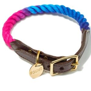 FOUND Size large new in box Colorful Rope Dog Collar with Gold Accents